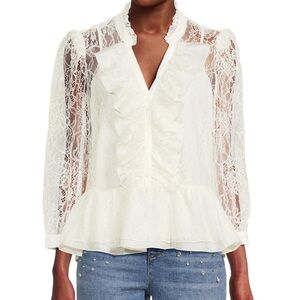 KARL LAGERFELD PARIS
Ruffled Lace Blouse